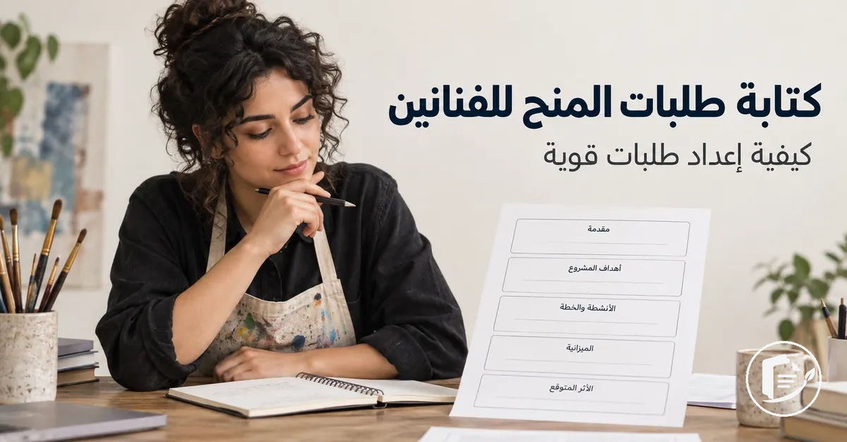 فنان يخطط لبنية طلب منحة