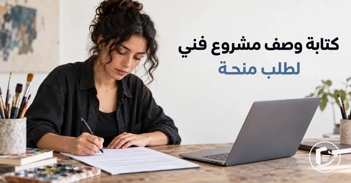 فنان يكتب وصف مشروع ضمن طلب منحة