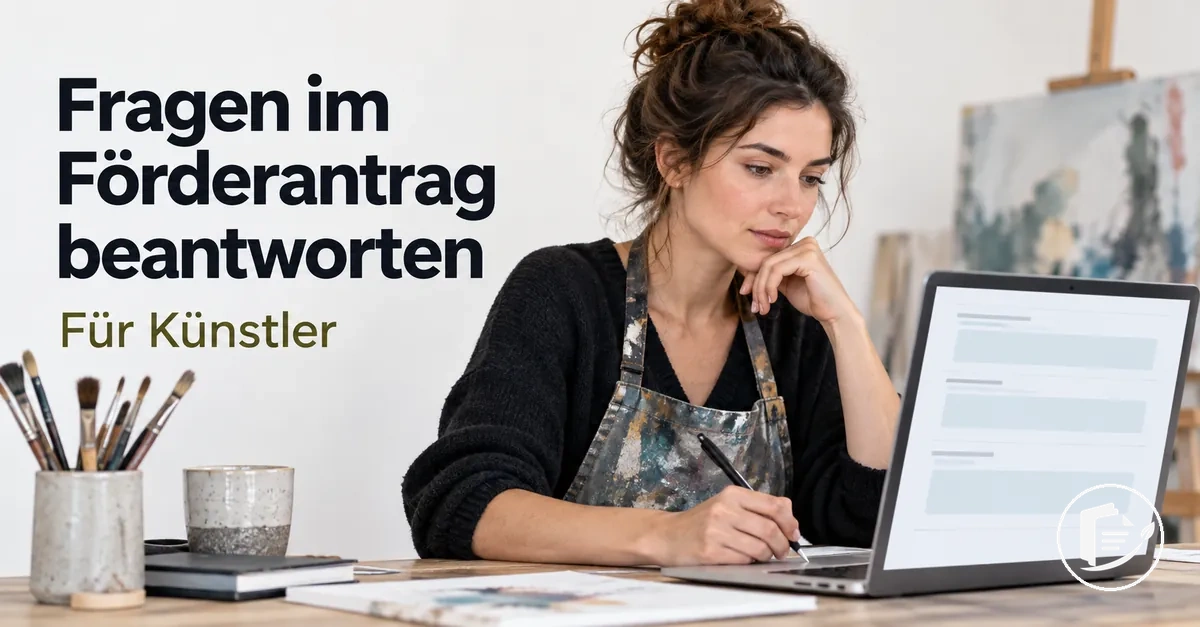 Künstler beantwortet Fragen in einem Förderantrag