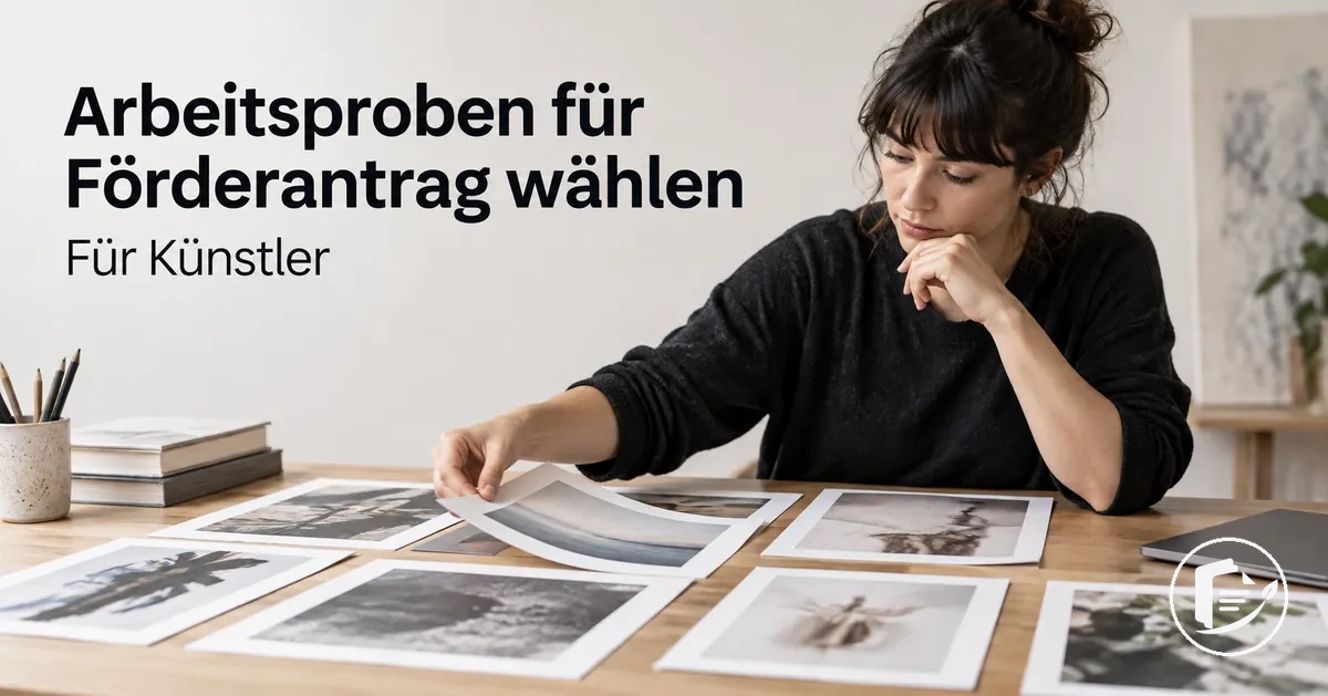 Künstler wählt Arbeitsproben für einen Förderantrag aus