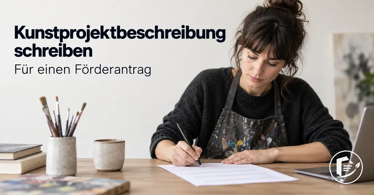 Künstler schreibt eine Projektbeschreibung für einen Förderantrag