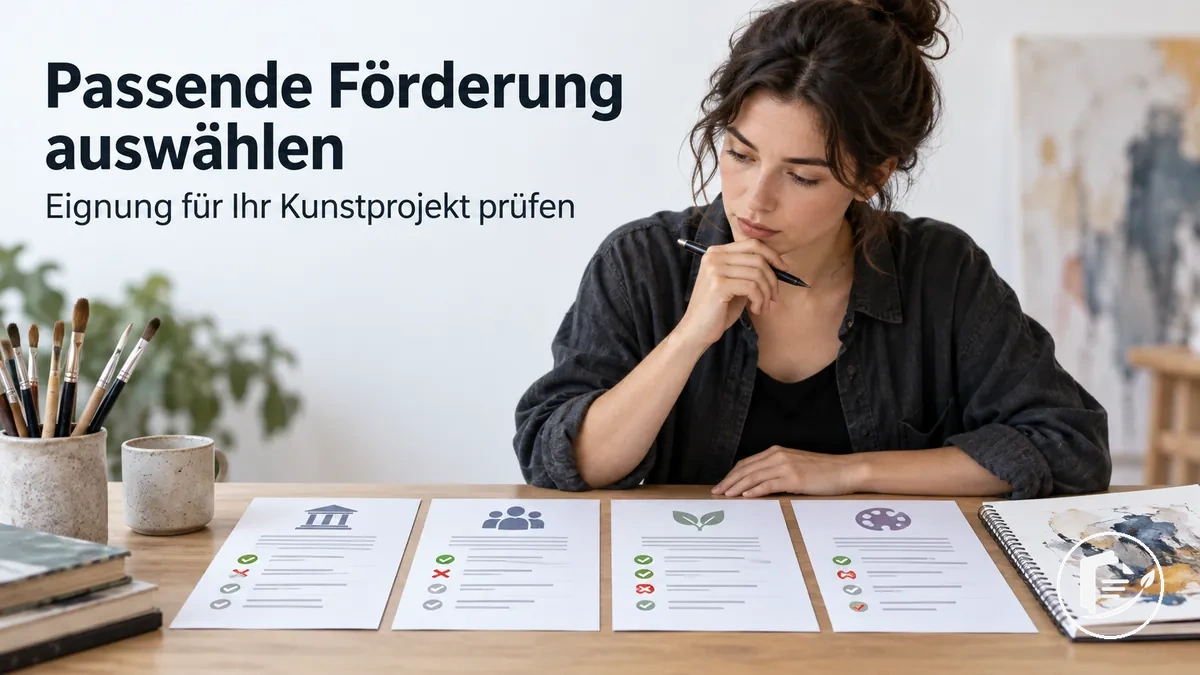 Künstler vergleicht Fördermöglichkeiten im Hinblick auf die Eignung für sein Projekt