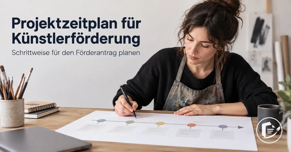 Künstler erstellt einen Projektzeitplan für einen Förderantrag