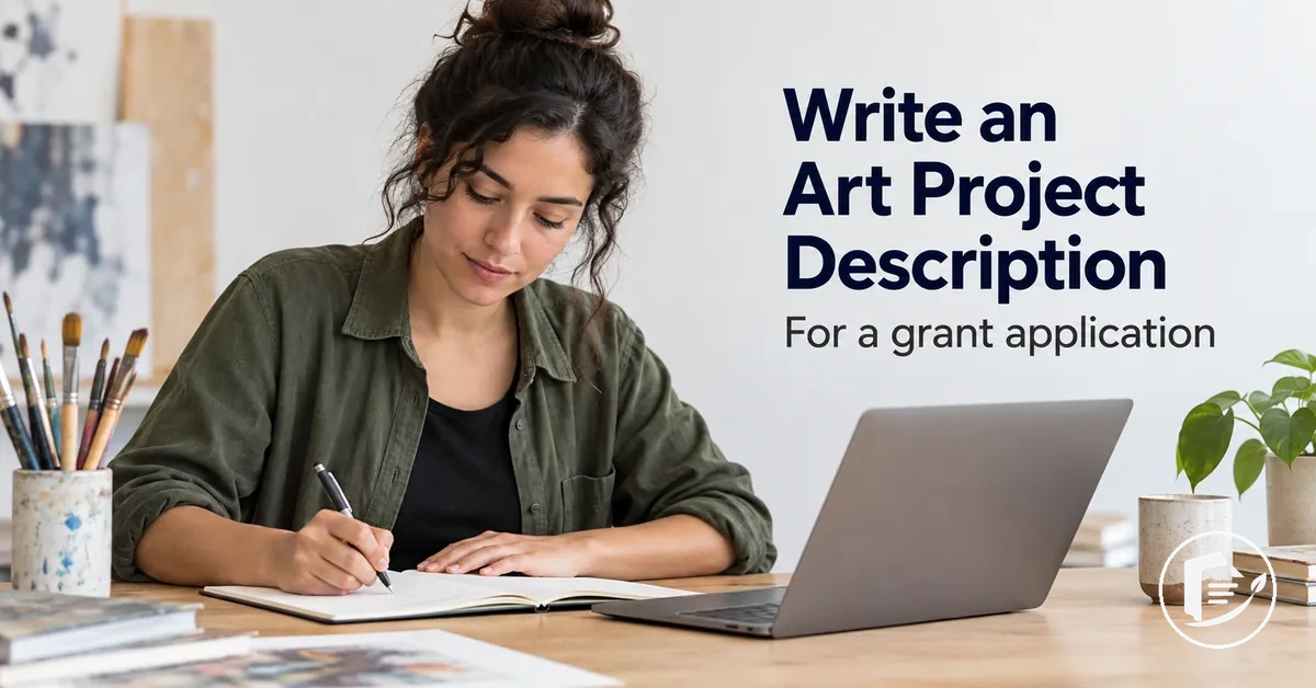 Artist writing a project description for a grant application