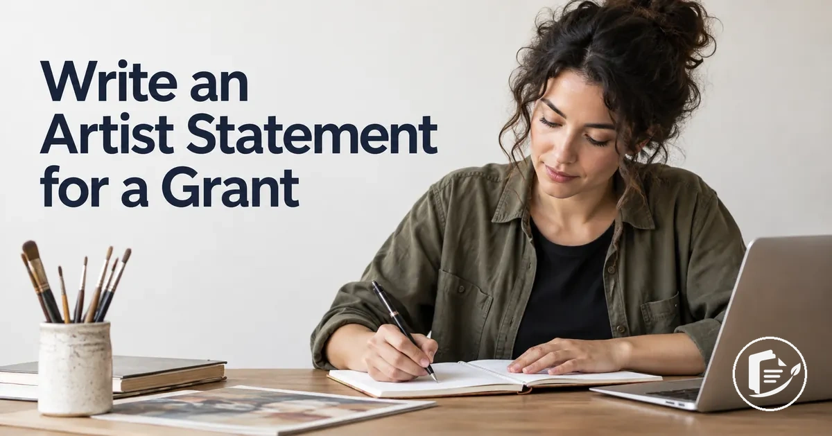 Artist drafting an artist statement for a grant application