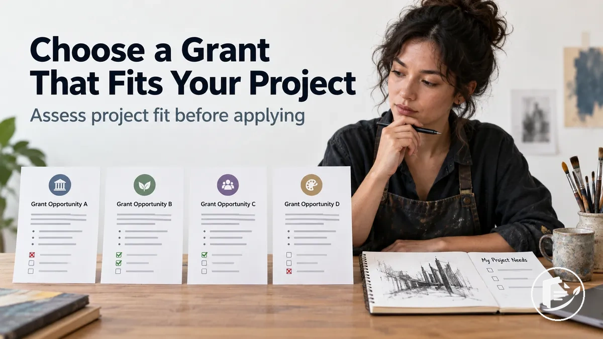Artist comparing grant opportunities for project fit