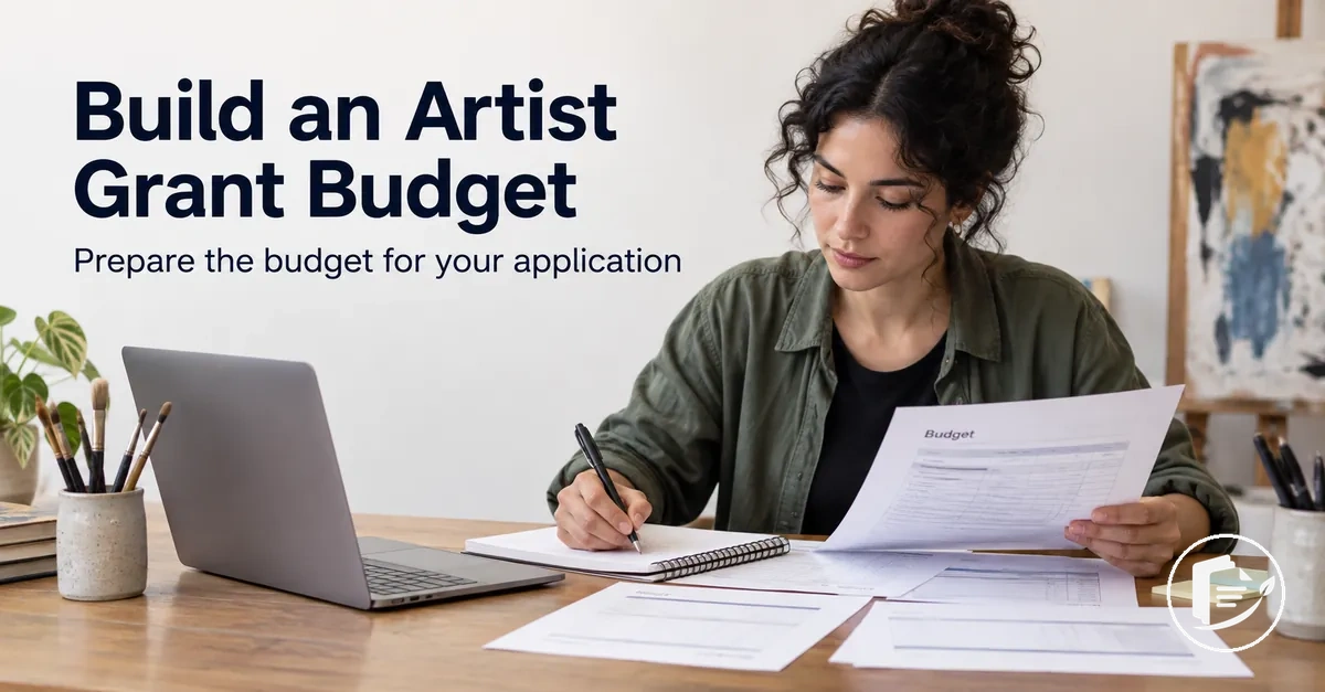 Artist preparing a budget for a grant application