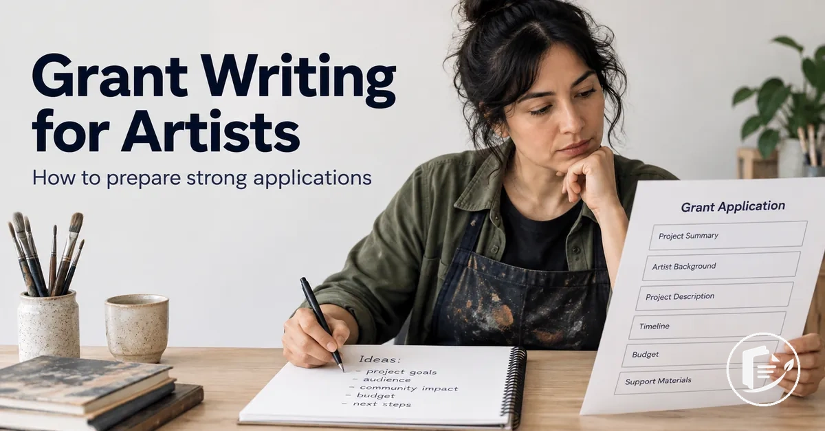 Artist planning the structure of a grant application