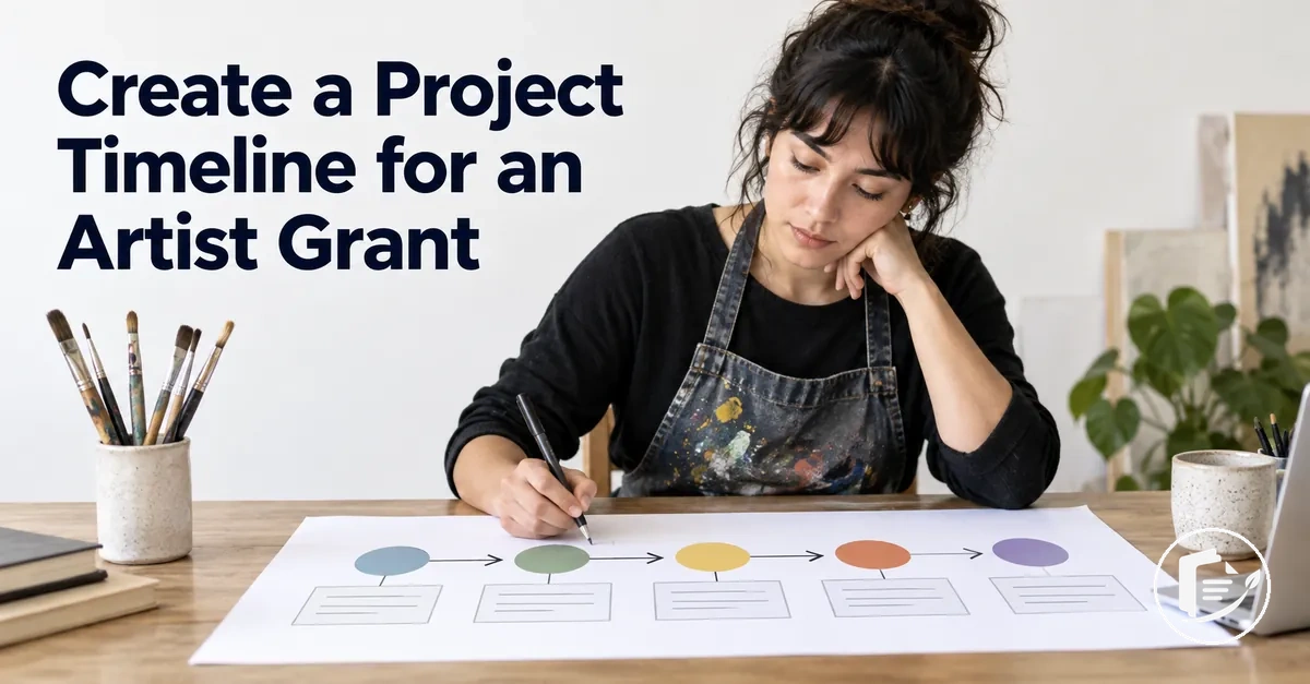 Artist mapping a project timeline for a grant application