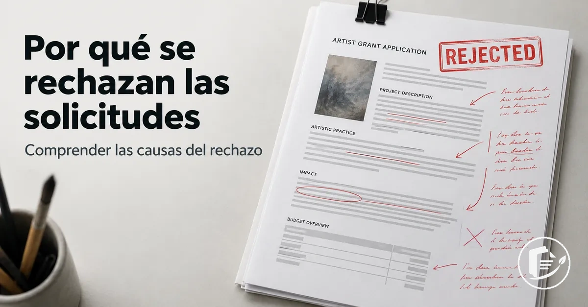 Solicitud de subvención artística rechazada con notas de evaluación