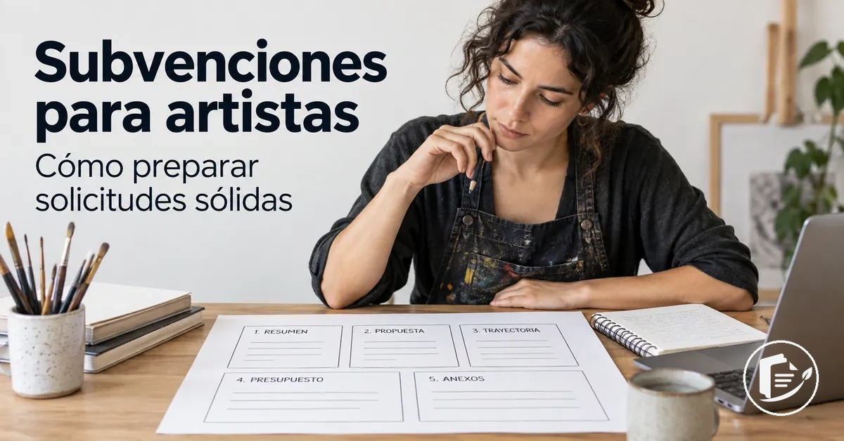 Artista planificando la estructura de una solicitud de subvención