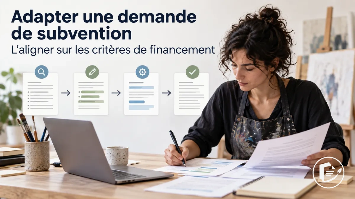 Artiste adaptant une demande de subvention aux critères de financement