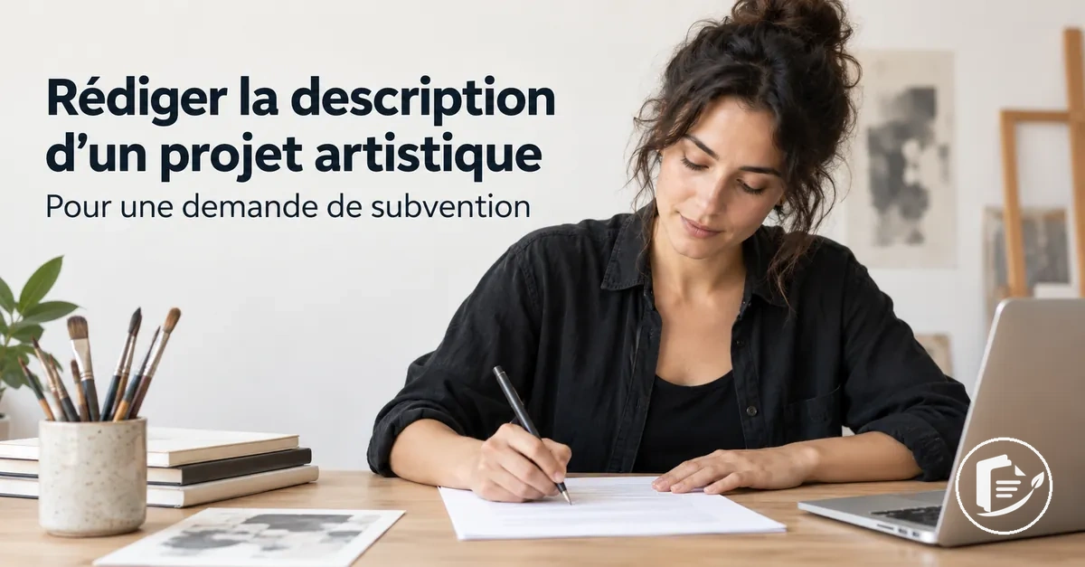 Artiste rédigeant la description d’un projet pour une demande de subvention