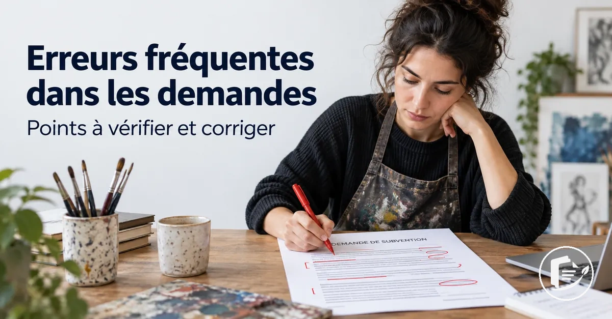 Artiste corrigeant des erreurs fréquentes dans une demande de subvention