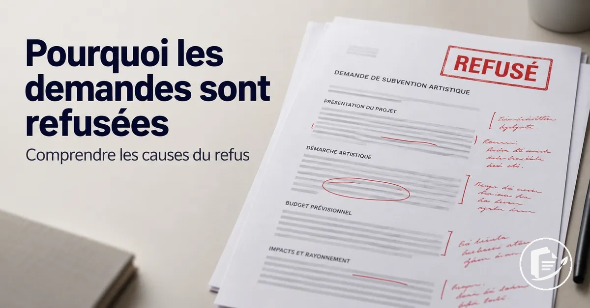 Demande de subvention artistique refusée avec des notes d’évaluation