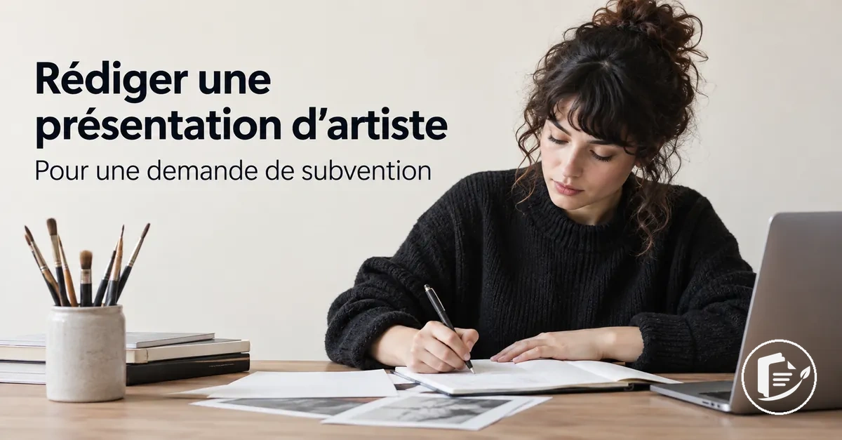 Artiste rédigeant sa présentation pour une demande de subvention