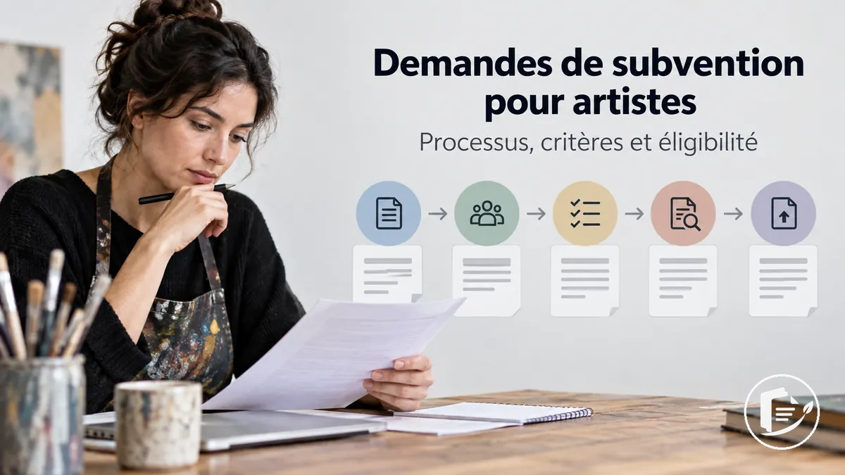Artiste examinant les critères et conditions d’éligibilité d’une demande de subvention