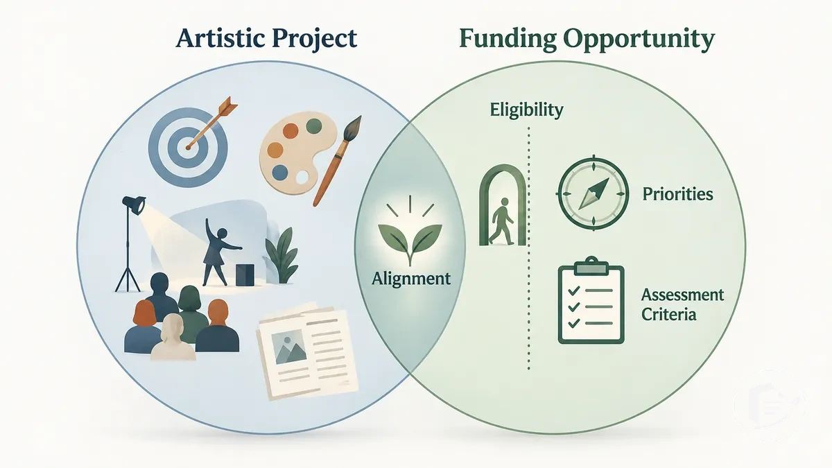 Graphique montrant l alignement entre un projet artistique et une opportunité de subvention
