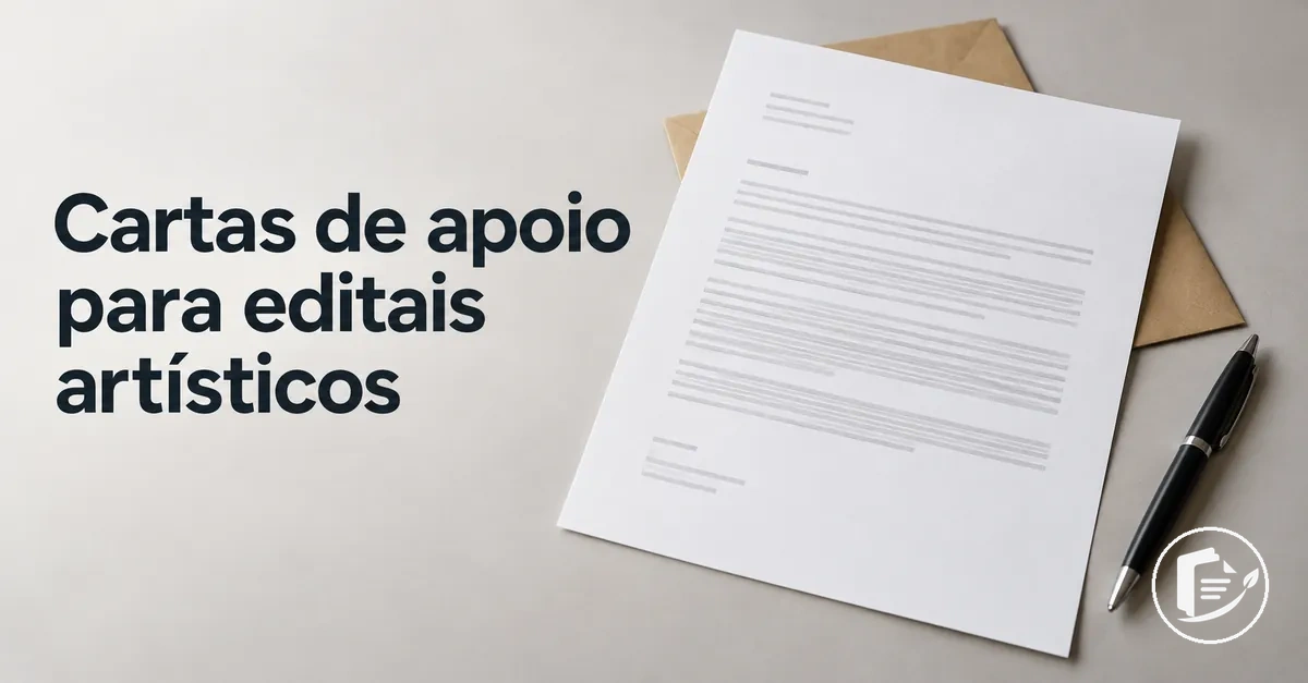 Carta de apoio preparada para a inscrição de um artista em edital