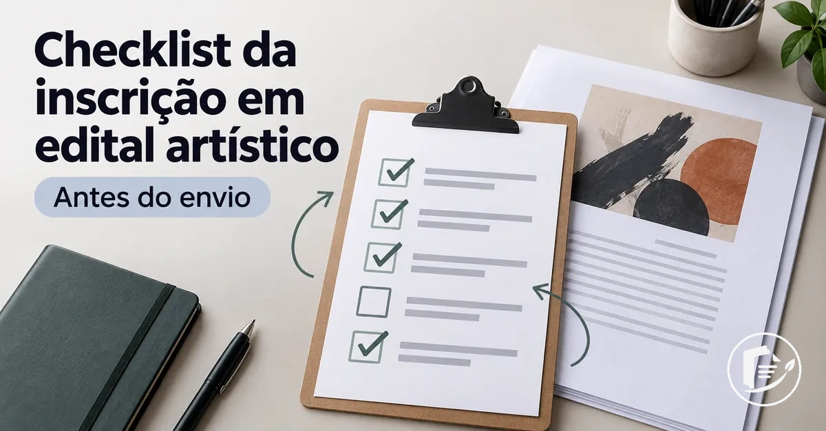 Checklist de revisão antes do envio de uma inscrição em edital artístico
