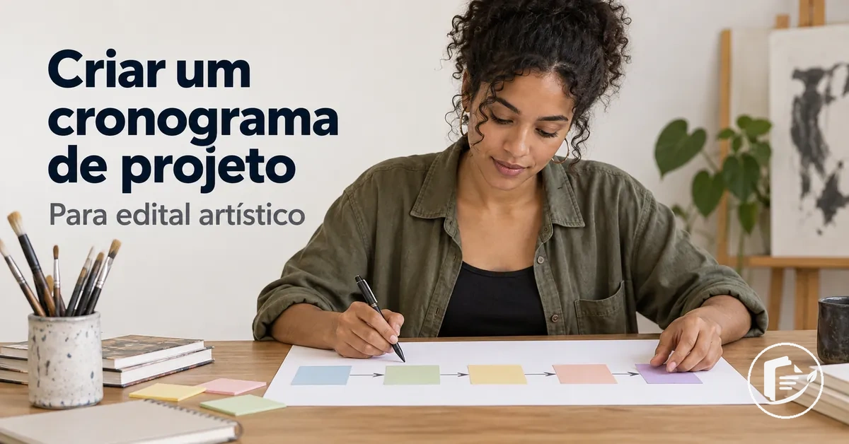Artista organizando o cronograma de um projeto para uma inscrição em edital