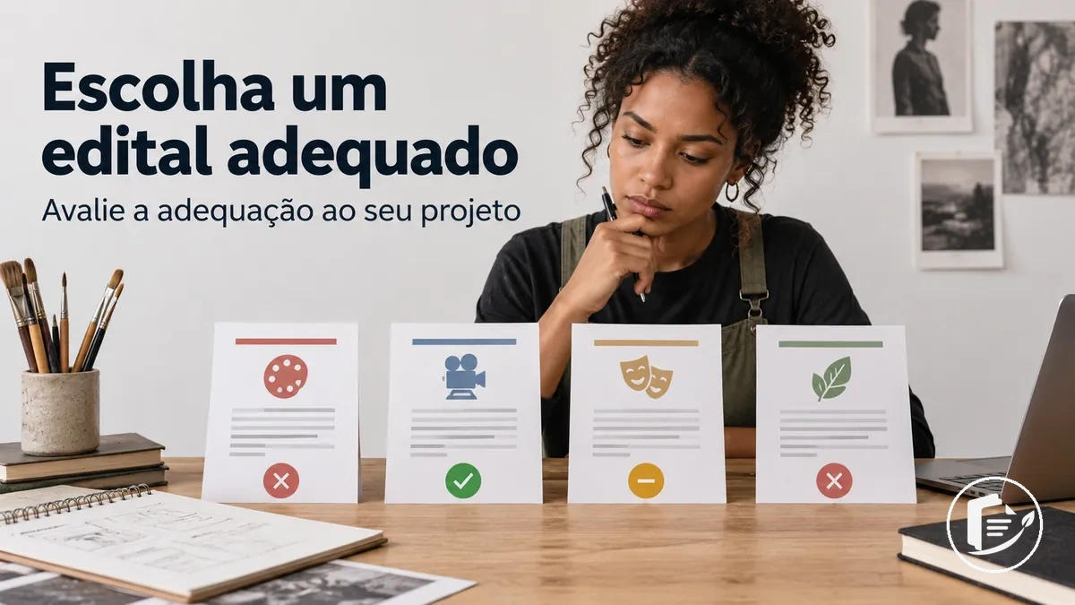 Artista comparando editais conforme a adequação ao projeto