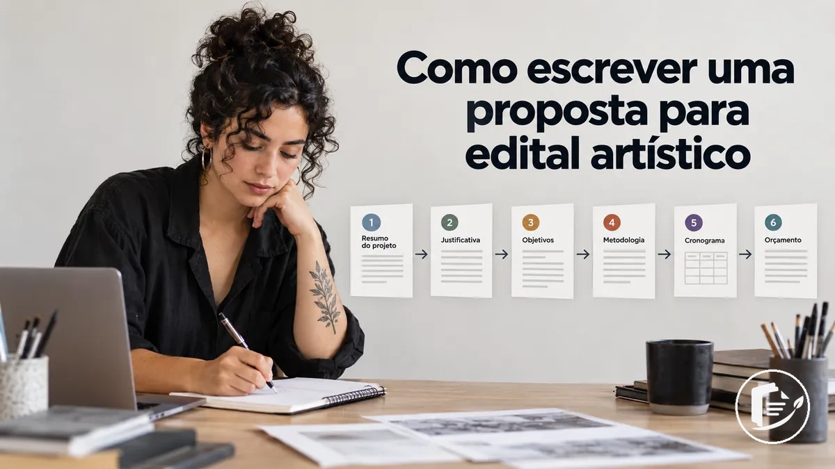 Artista redigindo uma proposta para edital artístico passo a passo