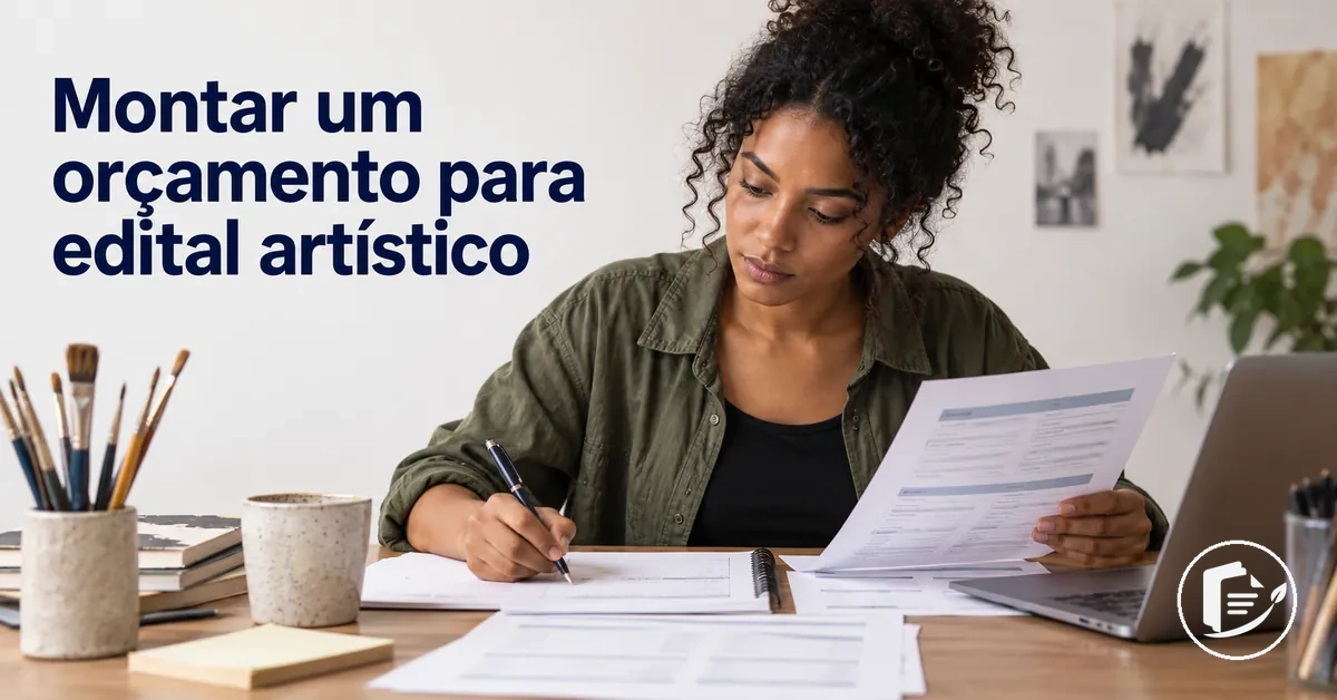 Artista preparando o orçamento de uma inscrição em edital artístico