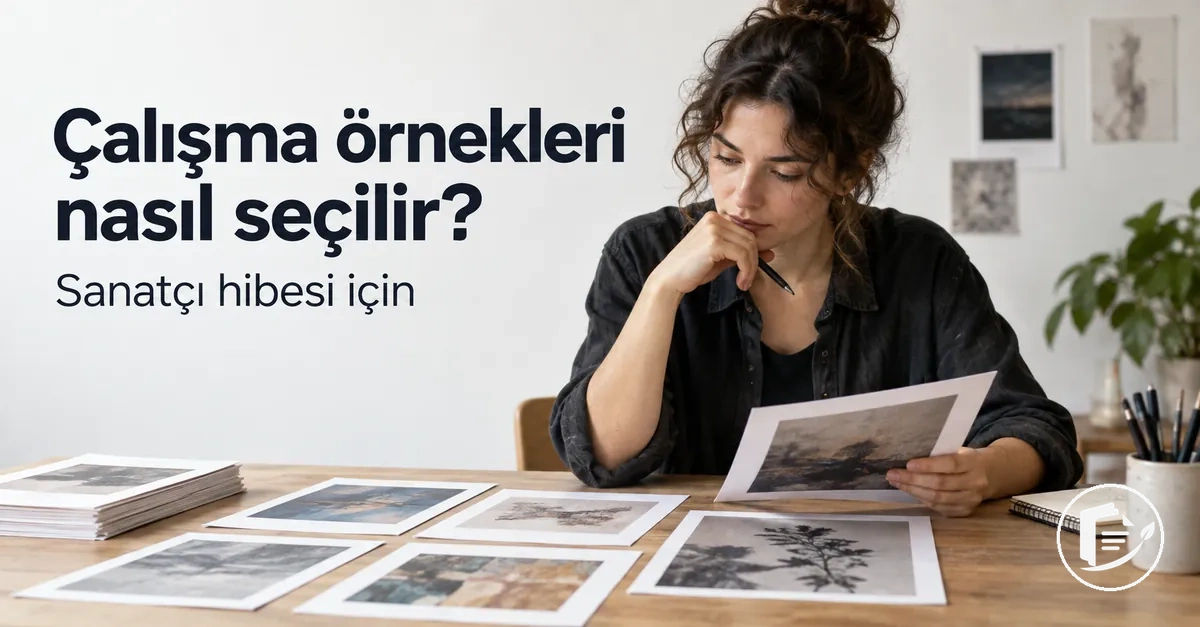 Hibe başvurusu için çalışma örnekleri seçen sanatçı