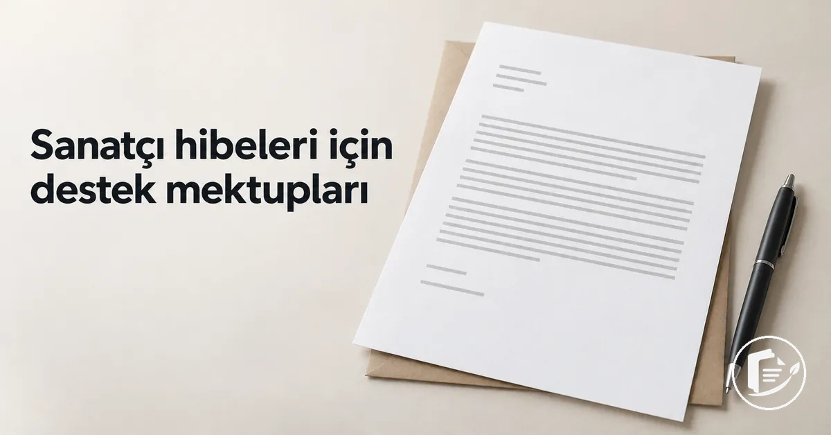 Sanatçı hibesi başvurusu için hazırlanmış destek mektubu