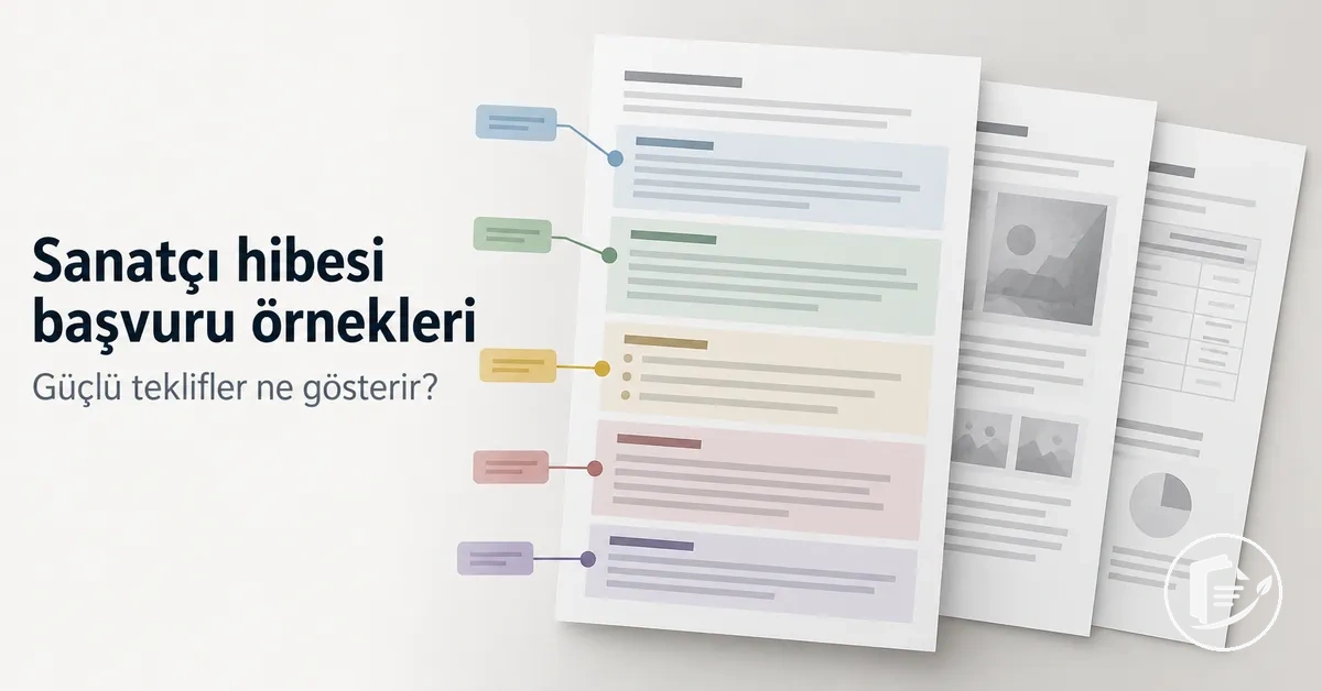 Teklif yapısını gösteren açıklamalı sanatçı hibesi başvuru örneği