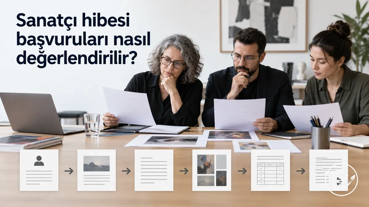 Bir sanatçının başvurusunu değerlendiren hibe değerlendirme kurulu