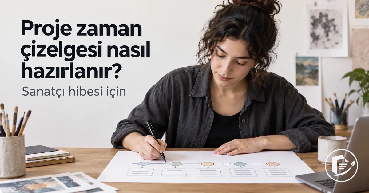 Hibe başvurusu için proje zaman çizelgesi oluşturan sanatçı