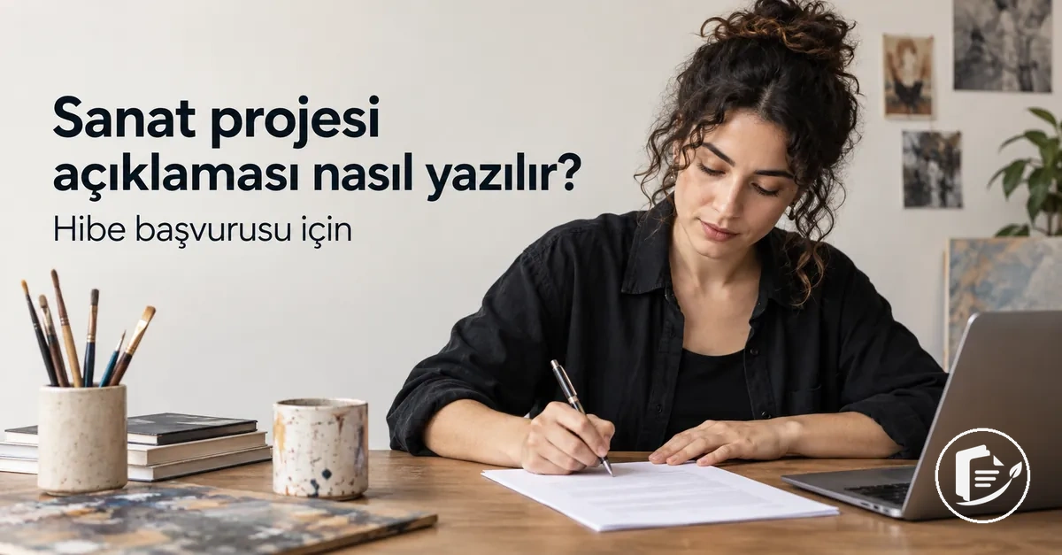 Hibe başvurusu için proje açıklaması yazan sanatçı
